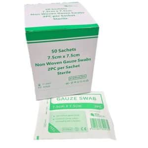 Non Woven Absorbent Gauze Swabs 7.5x7.5  swabssterile Bag of 10